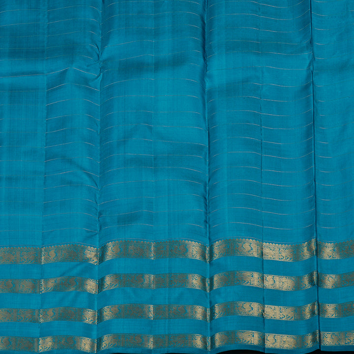 Hayagrivas Dark Sky Blue Handloom Kanjivaram Silk Saree KBD1873B27-1