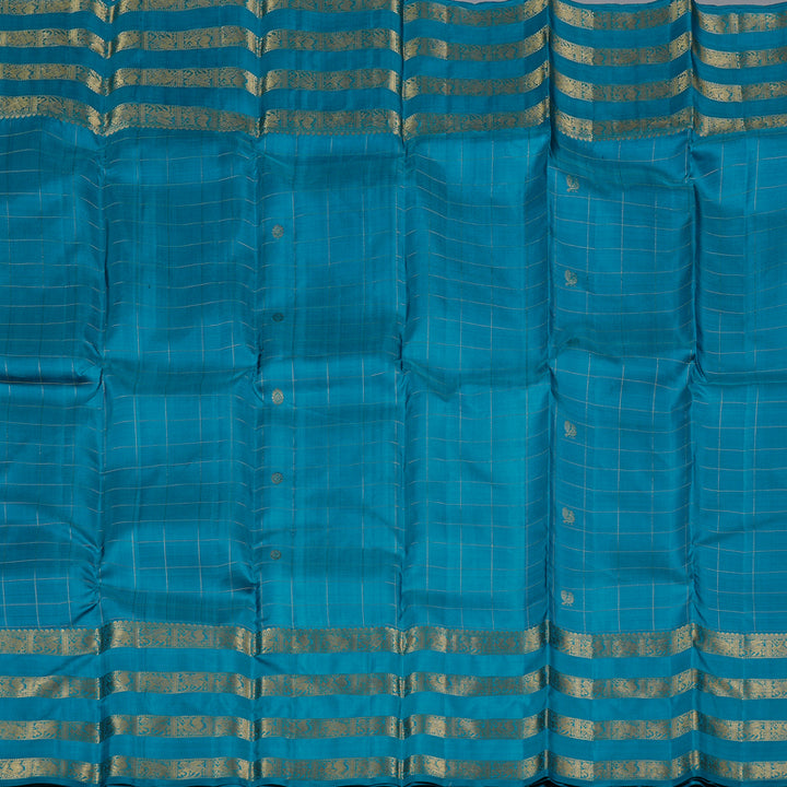 Hayagrivas Dark Sky Blue Handloom Kanjivaram Silk Saree KBD1873B27-1