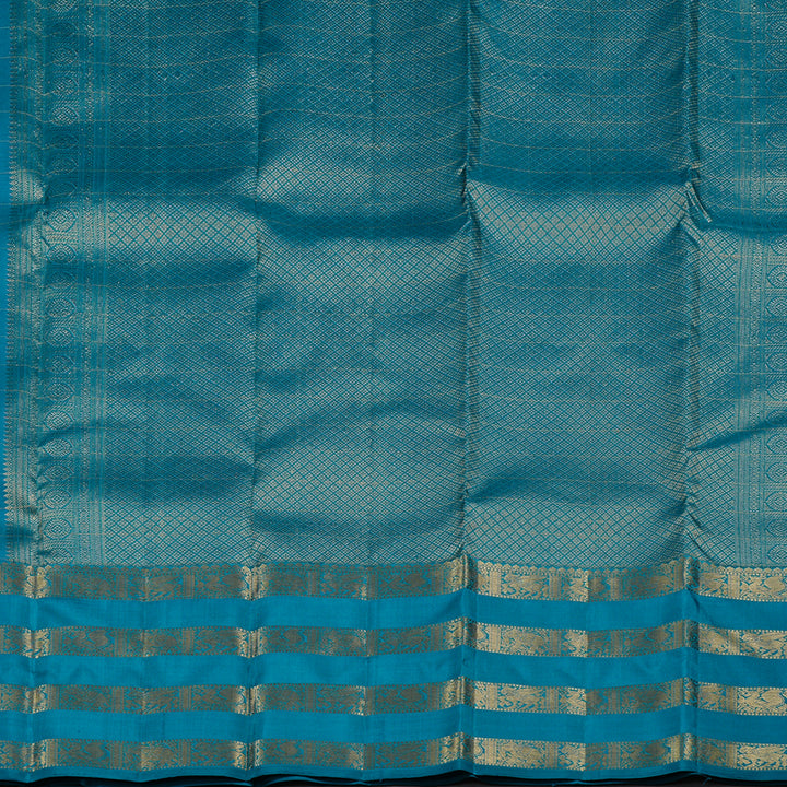 Hayagrivas Dark Sky Blue Handloom Kanjivaram Silk Saree KBD1873B27-1