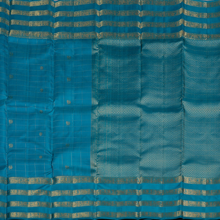 Hayagrivas Dark Sky Blue Handloom Kanjivaram Silk Saree KBD1873B27-1