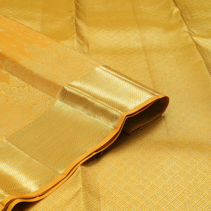 Hayagrivas Mustard Yellow Handloom Kanjivaram Silk Saree KBD1873B32-1