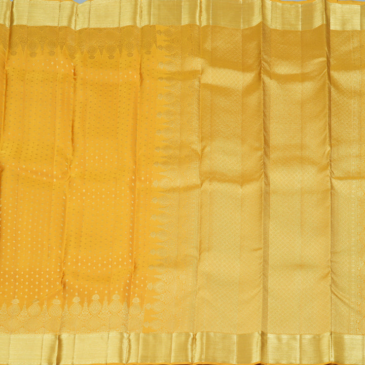 Hayagrivas Mustard Yellow Handloom Kanjivaram Silk Saree KBD1873B32-1