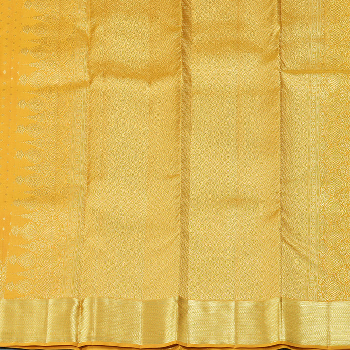 Hayagrivas Mustard Yellow Handloom Kanjivaram Silk Saree KBD1873B32-1