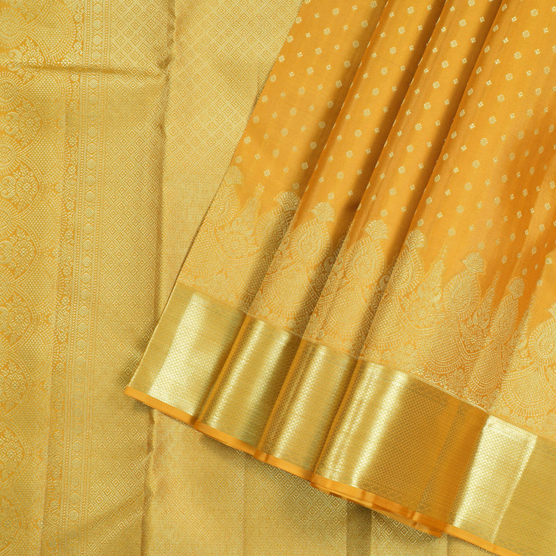 Hayagrivas Mustard Yellow Handloom Kanjivaram Silk Saree KBD1873B32-1