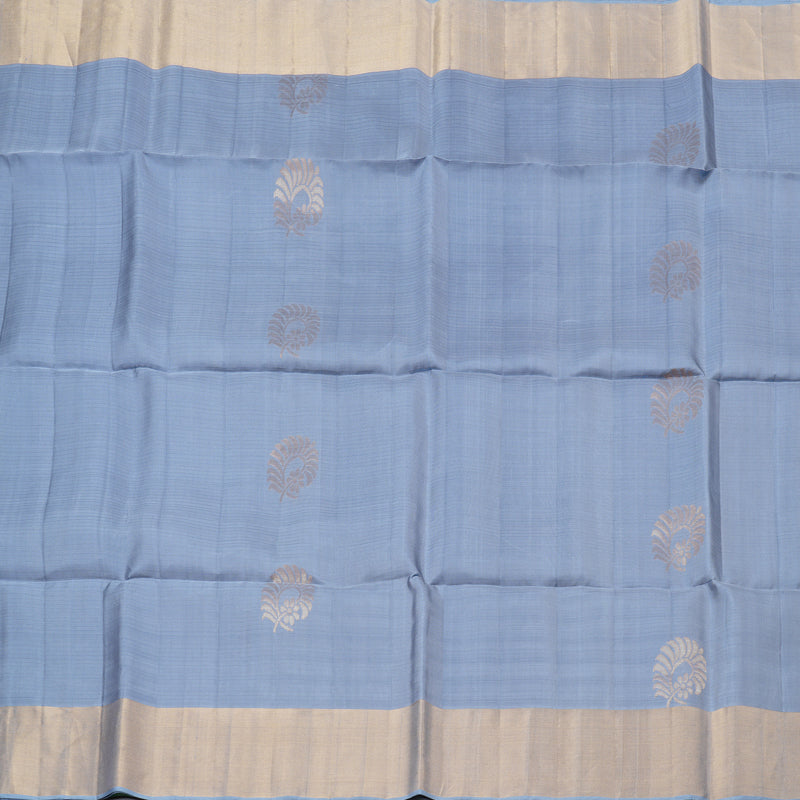 Hayagrivas Bluish Grey Handloom Soft Silk Saree KBD1876B2-6