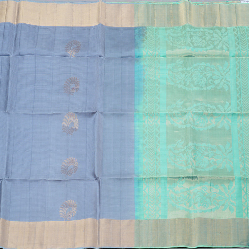 Hayagrivas Bluish Grey Handloom Soft Silk Saree KBD1876B2-6