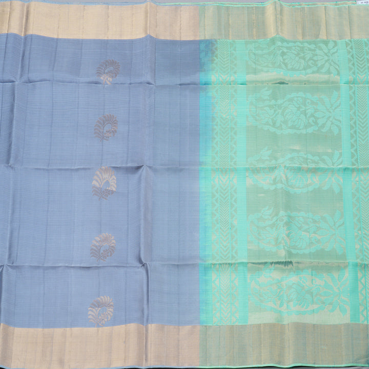 Hayagrivas Bluish Grey Handloom Soft Silk Saree KBD1876B2-6