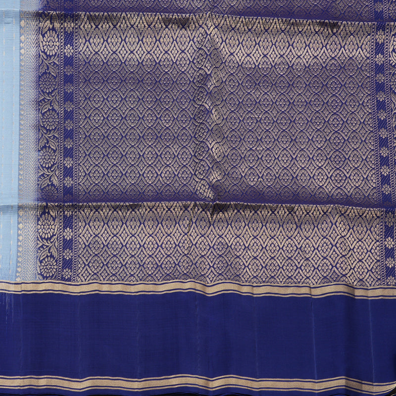 Hayagrivas Powder Blue Handloom Soft Silk Saree with Blue Border KBD1877B1-9