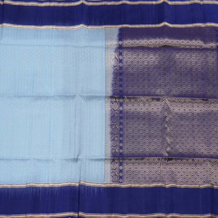 Hayagrivas Powder Blue Handloom Soft Silk Saree with Blue Border KBD1877B1-9