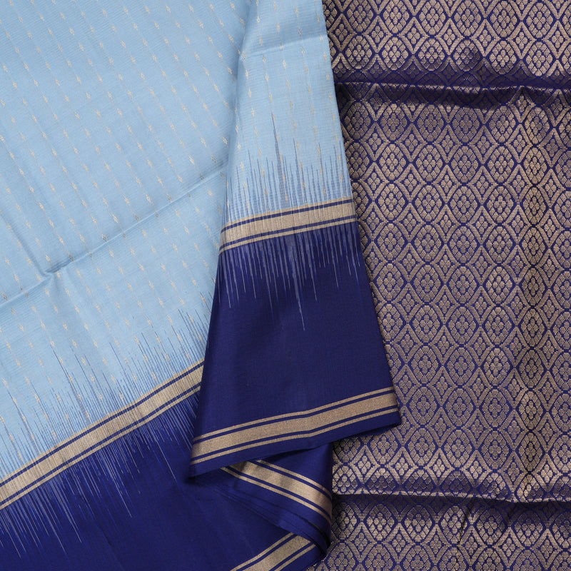 Hayagrivas Powder Blue Handloom Soft Silk Saree with Blue Border KBD1877B1-9