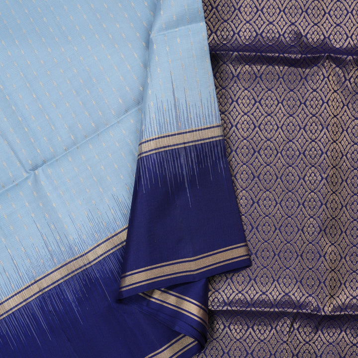 Hayagrivas Powder Blue Handloom Soft Silk Saree with Blue Border KBD1877B1-9