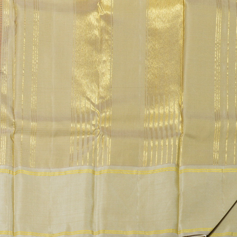 Hayagrivas Orange With Black Checks Handloom Kanjivaram Silk Saree with Sandal Border KBD1882B11-1