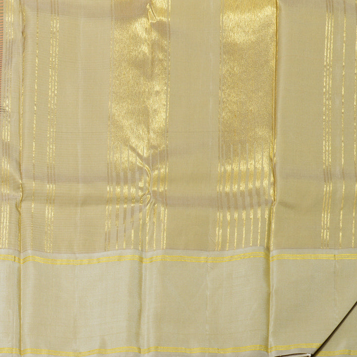 Hayagrivas Orange With Black Checks Handloom Kanjivaram Silk Saree with Sandal Border KBD1882B11-1