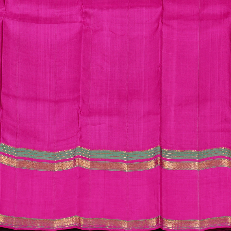 Hayagrivas Dark Purple Handloom Kanjivaram Silk Saree with Pink Border KBD1882B13-1