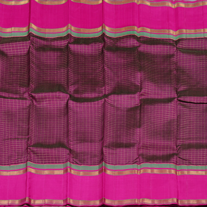 Hayagrivas Dark Purple Handloom Kanjivaram Silk Saree with Pink Border KBD1882B13-1