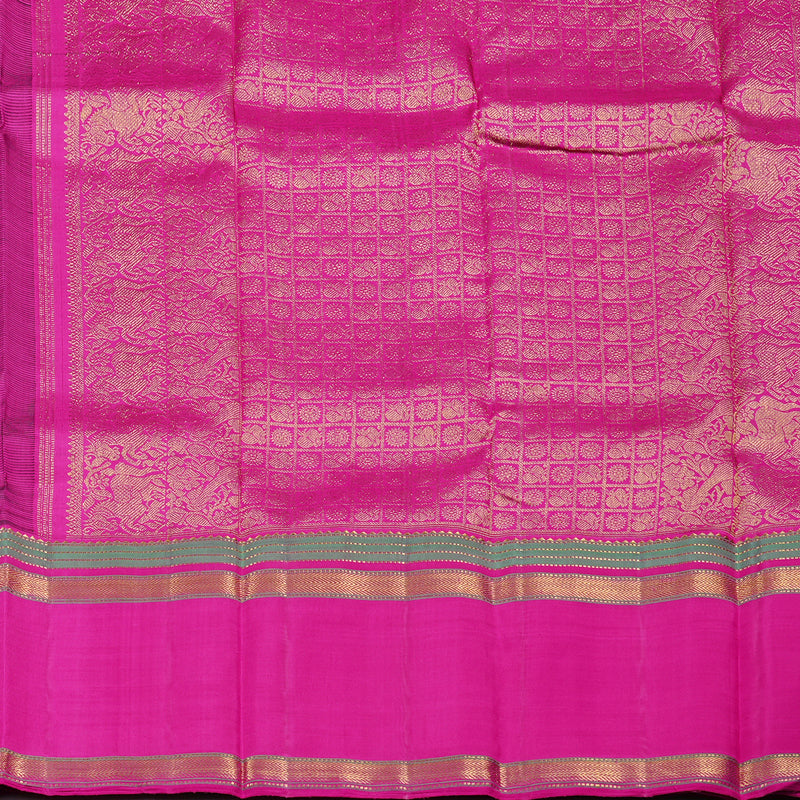 Hayagrivas Dark Purple Handloom Kanjivaram Silk Saree with Pink Border KBD1882B13-1