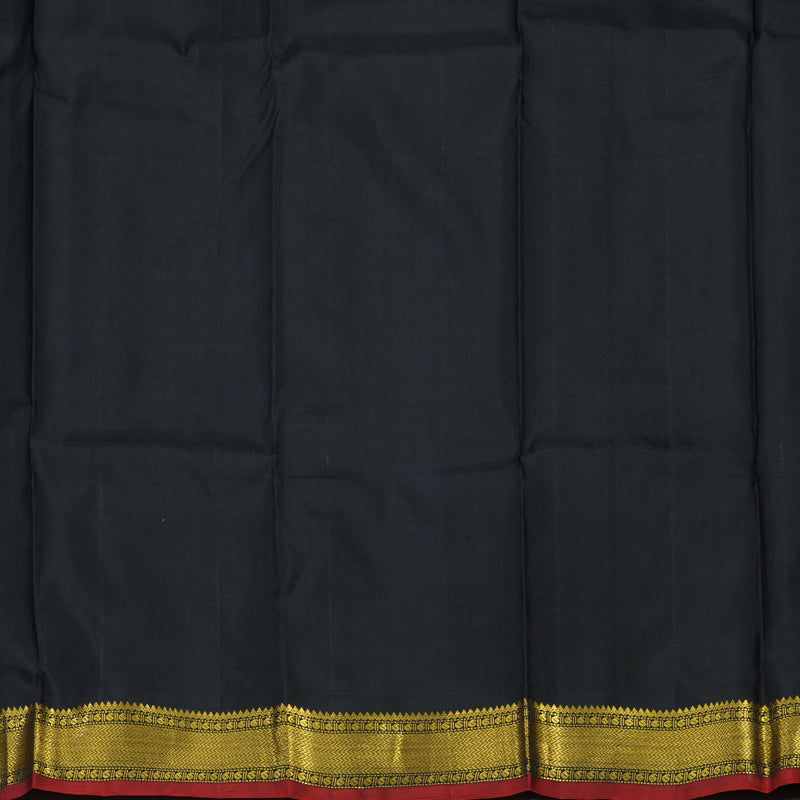 Hayagrivas Handloom Purplish Blue Kanjivaram Silk Saree with Black Border KBD1882B2-1