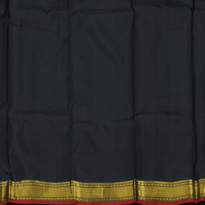 Hayagrivas Handloom Purplish Blue Kanjivaram Silk Saree with Black Border KBD1882B2-1