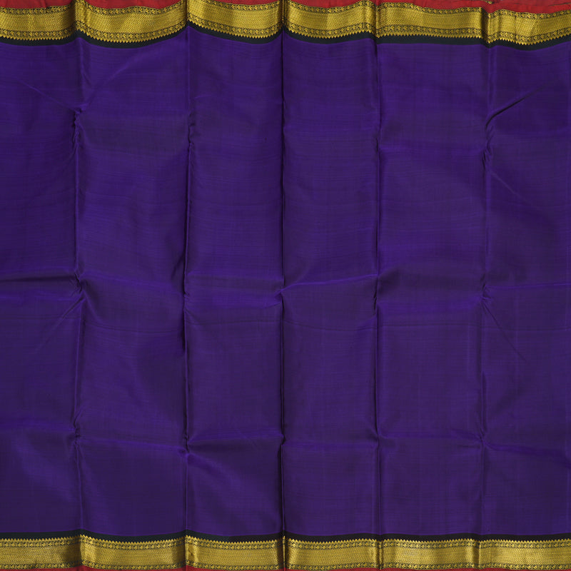Hayagrivas Handloom Purplish Blue Kanjivaram Silk Saree with Black Border KBD1882B2-1
