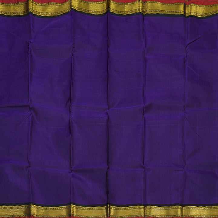 Hayagrivas Handloom Purplish Blue Kanjivaram Silk Saree with Black Border KBD1882B2-1