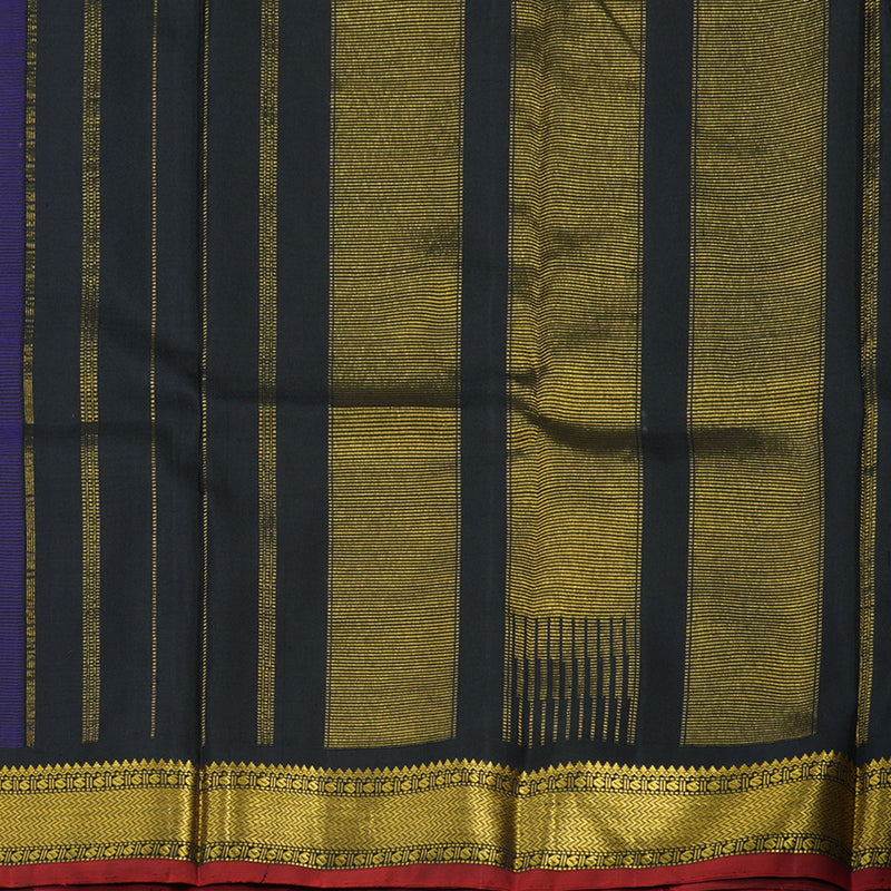 Hayagrivas Handloom Purplish Blue Kanjivaram Silk Saree with Black Border KBD1882B2-1
