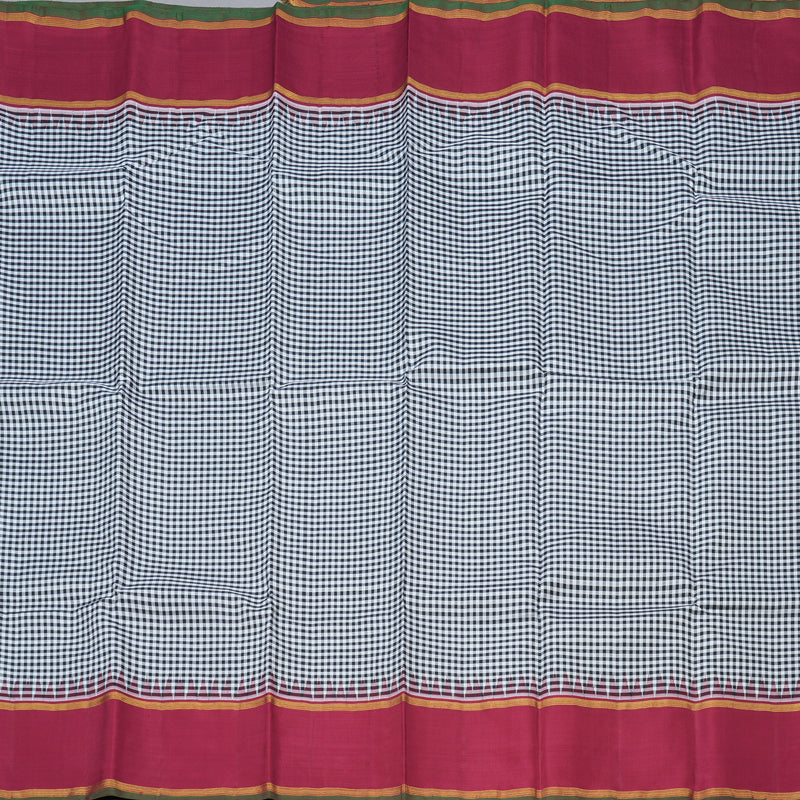 Hayagrivas Handloom Kanjivaram Silk Saree in Classic Black And White Checks KBD1882B8-1