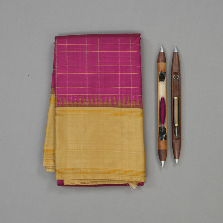 Hayagrivas Handloom Wine Kanjivaram Silk Saree with Sandal Beige border KBD1884B11-1