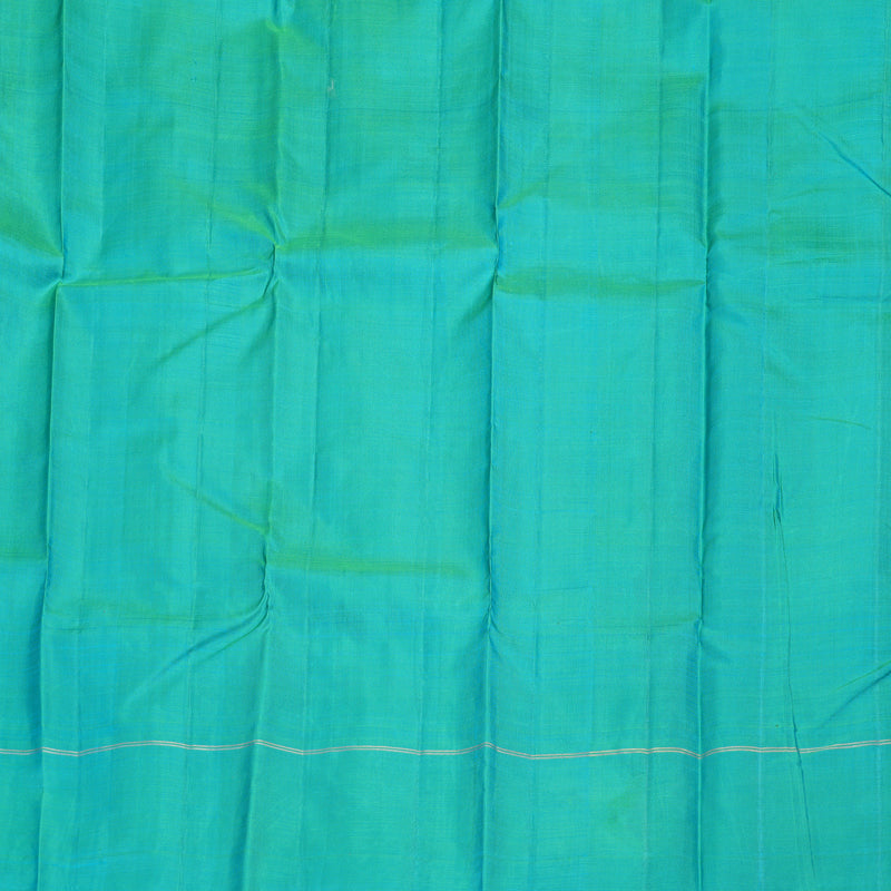 Hayagrivas White Handloom Kanjivaram Silk Saree with Sea Blue Border KBD1884B8-1