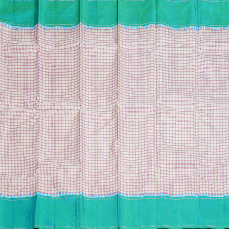 Hayagrivas White Handloom Kanjivaram Silk Saree with Sea Blue Border KBD1884B8-1