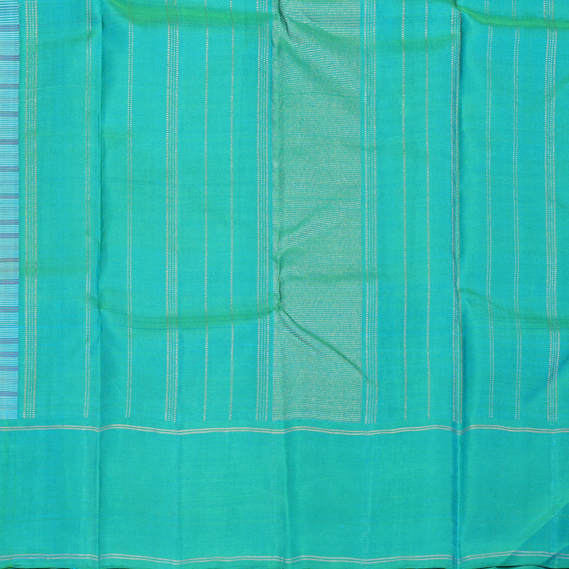 Hayagrivas White Handloom Kanjivaram Silk Saree with Sea Blue Border KBD1884B8-1