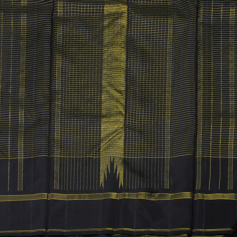 Hayagrivas Handloom Maroon & Orange Checks Kanjivaram Silk Saree with Black border KBD1886B10-1