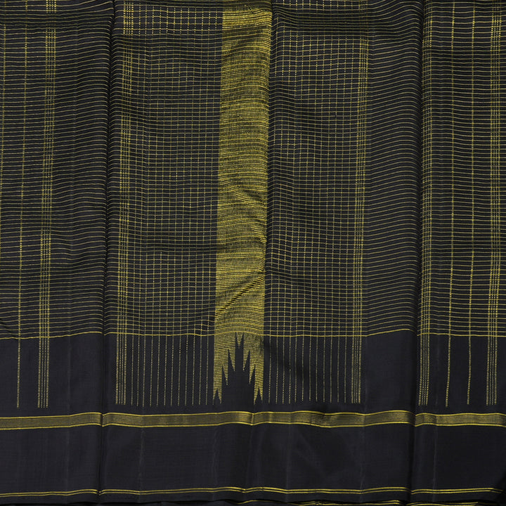 Hayagrivas Handloom Maroon & Orange Checks Kanjivaram Silk Saree with Black border KBD1886B10-1