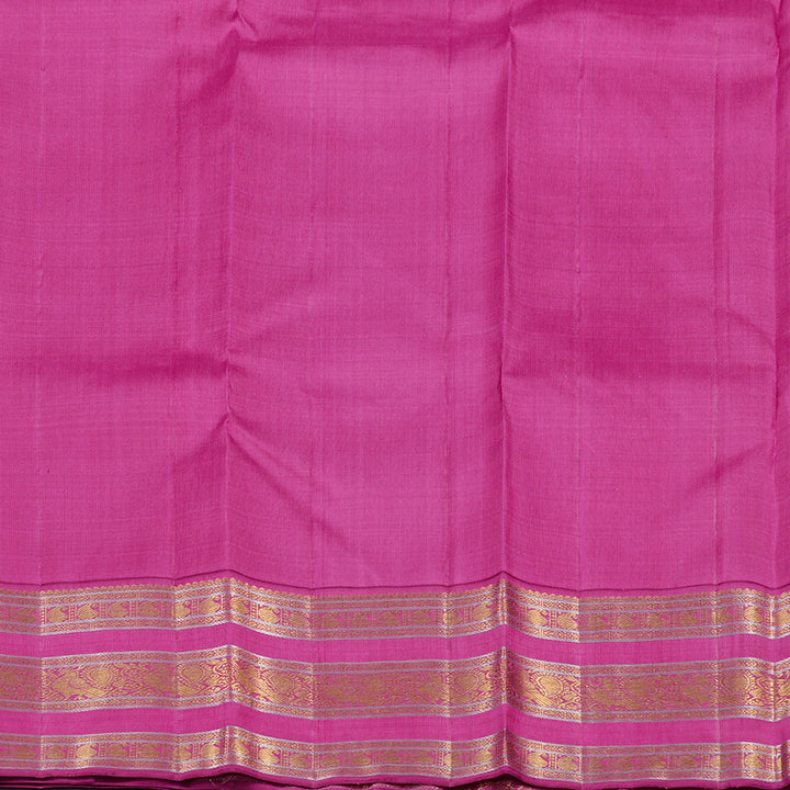 Hayagrivas Lemon Yellow Handloom Kanjivaram Silk Saree with Pink Border KBD1887B2-1