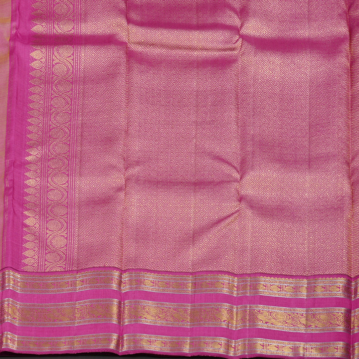 Hayagrivas Lemon Yellow Handloom Kanjivaram Silk Saree with Pink Border KBD1887B2-1