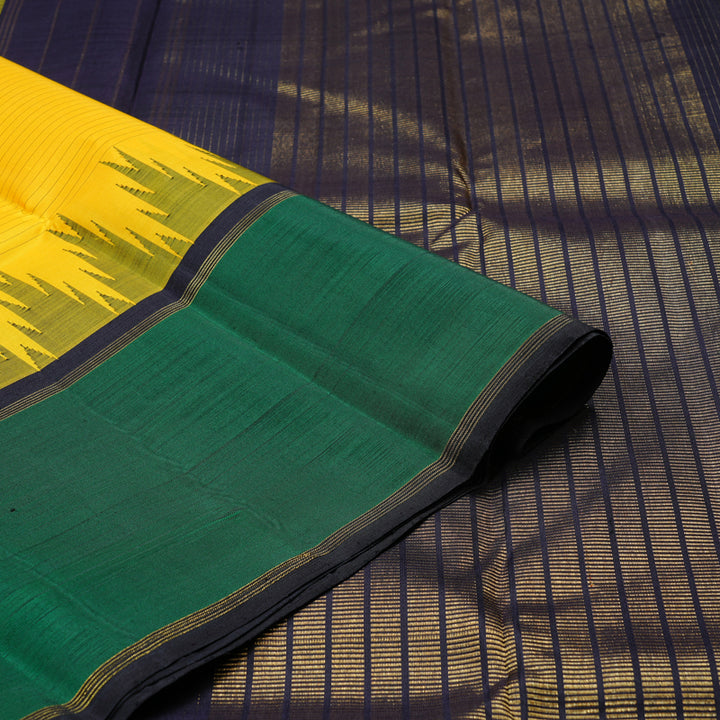 Hayagrivas Yellow Handloom Kanjivaram Silk Saree with Black Border KBD1890B1-1