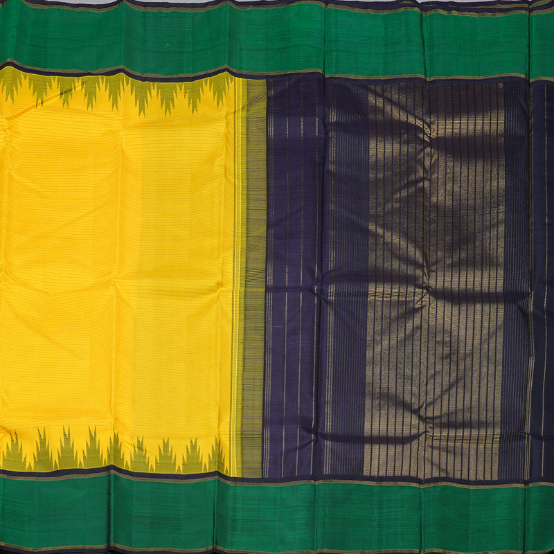 Hayagrivas Yellow Handloom Kanjivaram Silk Saree with Black Border KBD1890B1-1