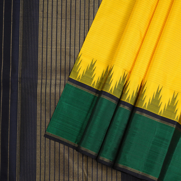 Hayagrivas Yellow Handloom Kanjivaram Silk Saree with Black Border KBD1890B1-1