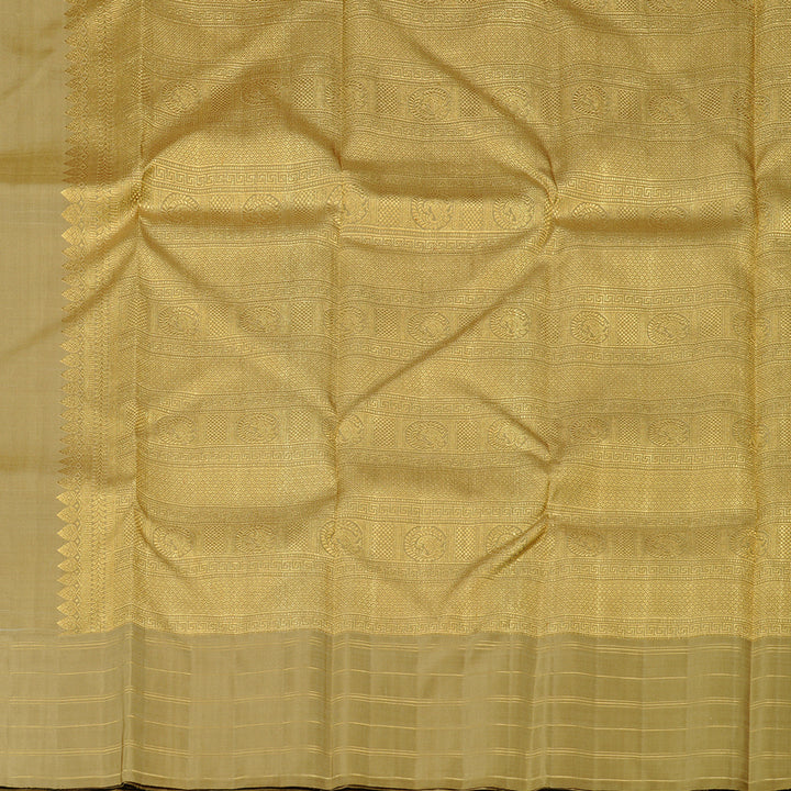 Hayagrivas Silver Grey Handloom Kanjivaram Silk Saree with Sandal Border KBD1890B3-1