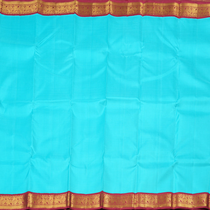 Hayagrivas Sky Blue Handloom Kanjivaram Silk Saree with Maroon Border KBD1895B1-1