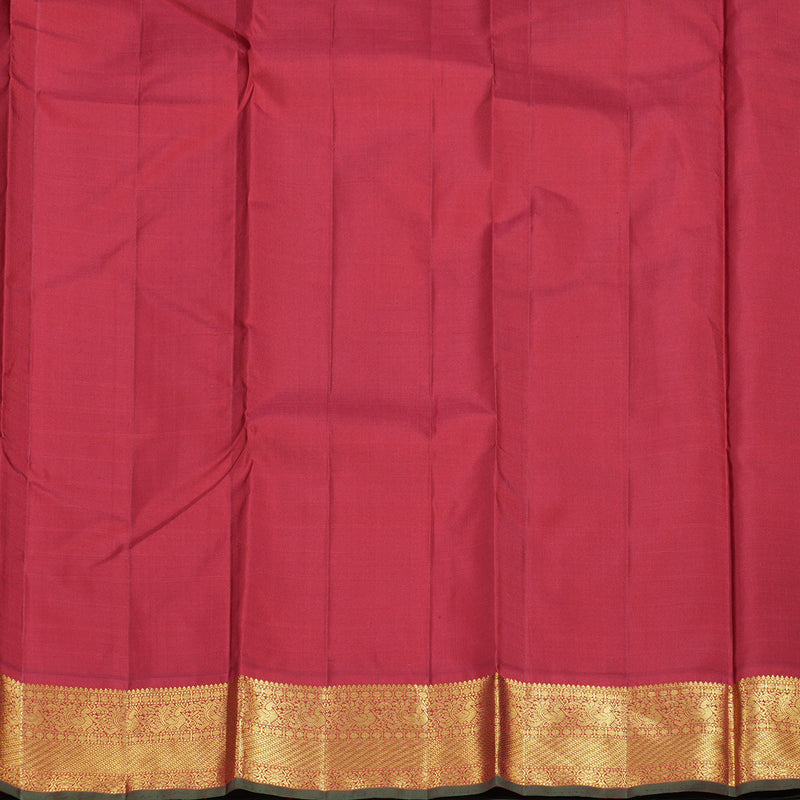 Hayagrivas Mustard Yellow Handloom Kanjivaram Silk Saree with Maroon Border KBD1895B4-1