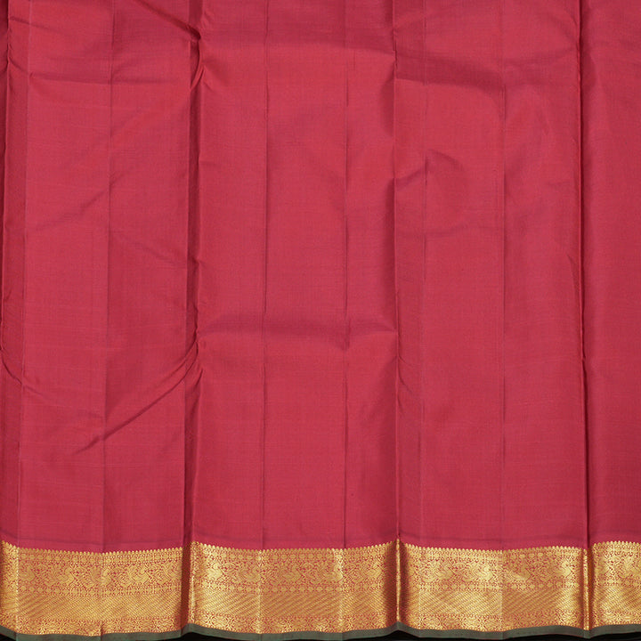 Hayagrivas Mustard Yellow Handloom Kanjivaram Silk Saree with Maroon Border KBD1895B4-1