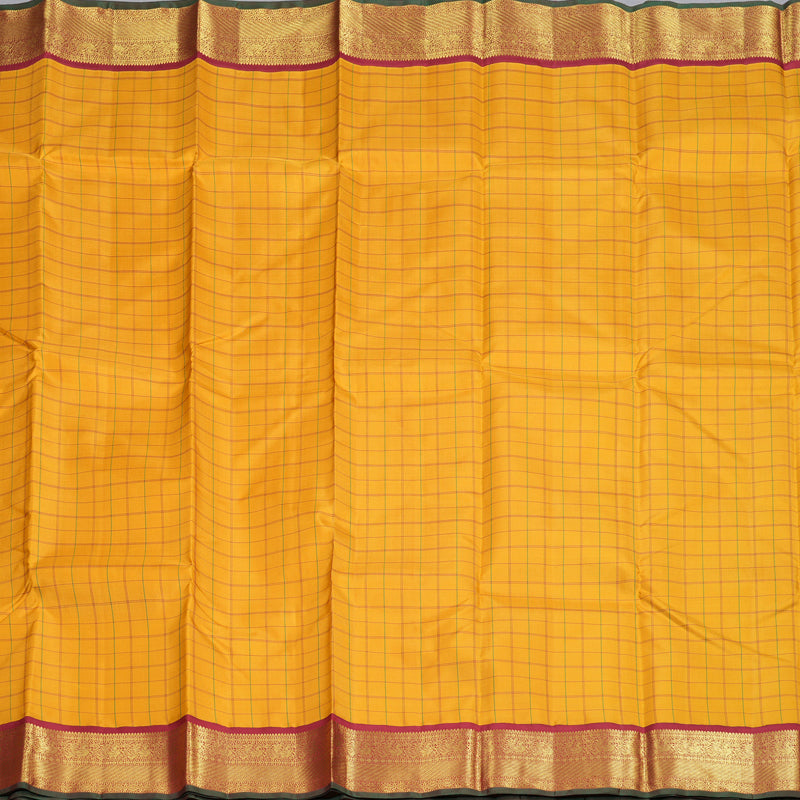 Hayagrivas Mustard Yellow Handloom Kanjivaram Silk Saree with Maroon Border KBD1895B4-1