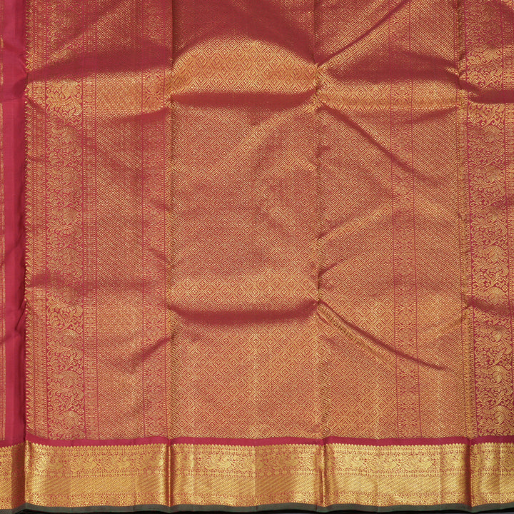 Hayagrivas Mustard Yellow Handloom Kanjivaram Silk Saree with Maroon Border KBD1895B4-1