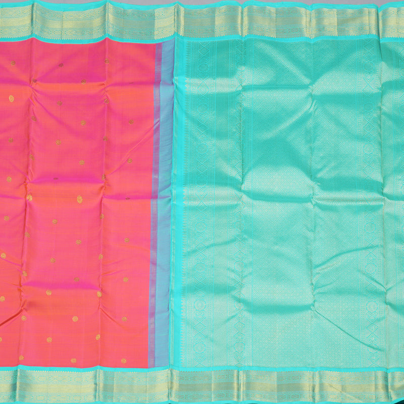 Hayagrivas Handloom Kanjivaram Silk Saree in Enchanting Orangish Pink KBD1895B6-3