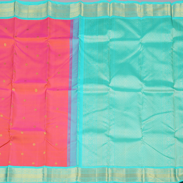 Hayagrivas Handloom Kanjivaram Silk Saree in Enchanting Orangish Pink KBD1895B6-3