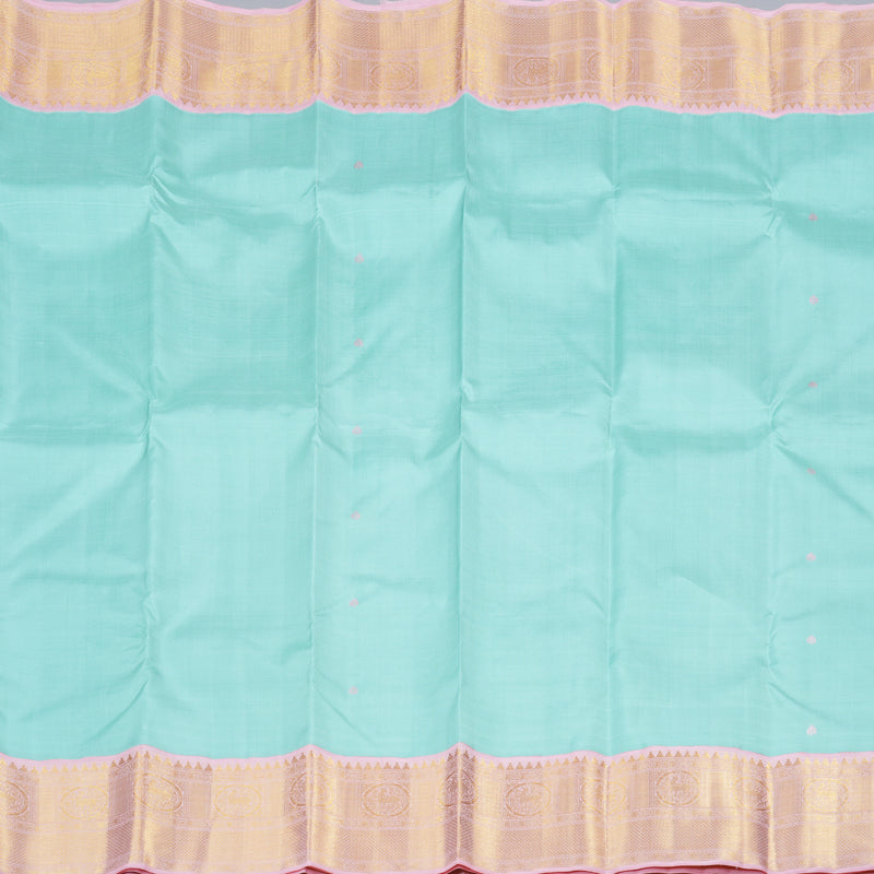 Hayagrivas Light Sky Blue Handloom Kanjivaram Silk Saree with Baby Pink Border KBD1899B1-1