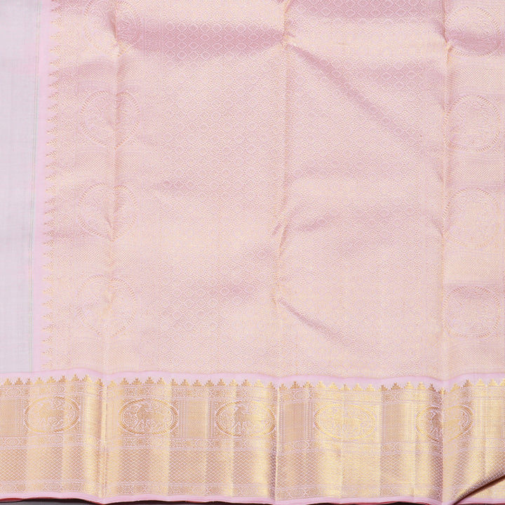 Hayagrivas Light Sky Blue Handloom Kanjivaram Silk Saree with Baby Pink Border KBD1899B1-1