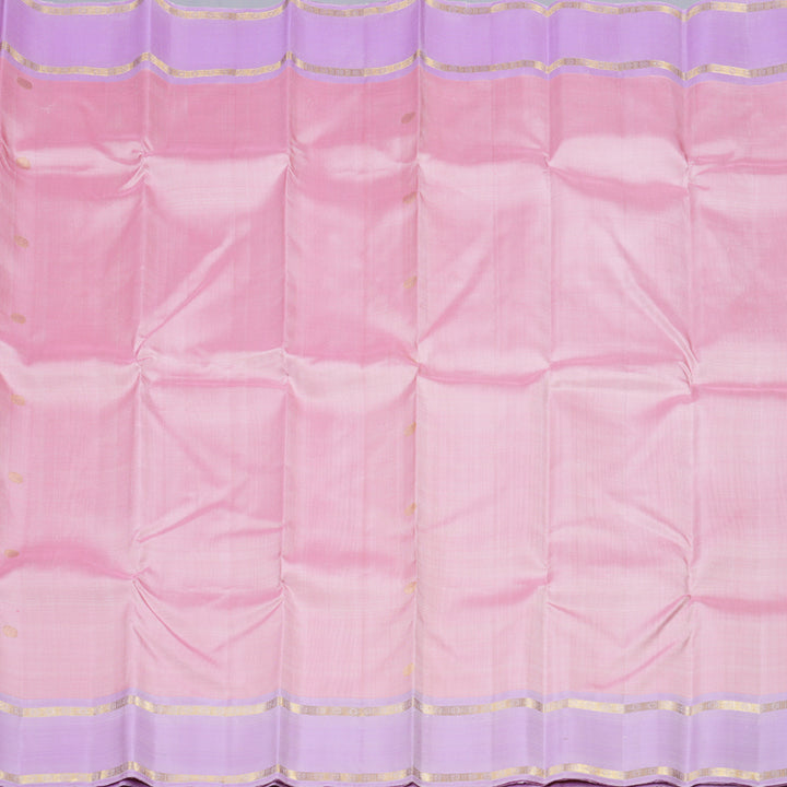 Hayagrivas Onion Pink Handloom Kanjivaram Silk Saree with Lavender Border KBD1899B6-1