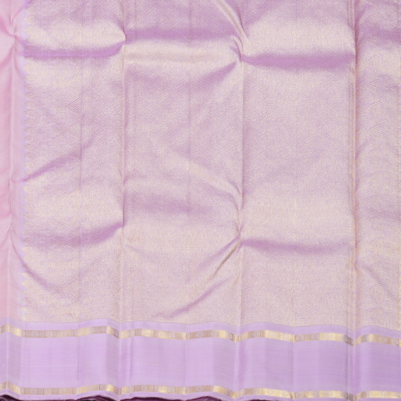 Hayagrivas Onion Pink Handloom Kanjivaram Silk Saree with Lavender Border KBD1899B6-1