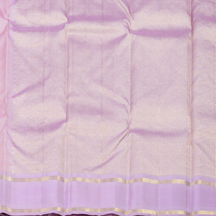Hayagrivas Onion Pink Handloom Kanjivaram Silk Saree with Lavender Border KBD1899B6-1